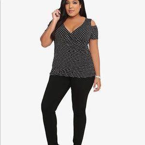 Torrid polkadot cold shoulder blouse
